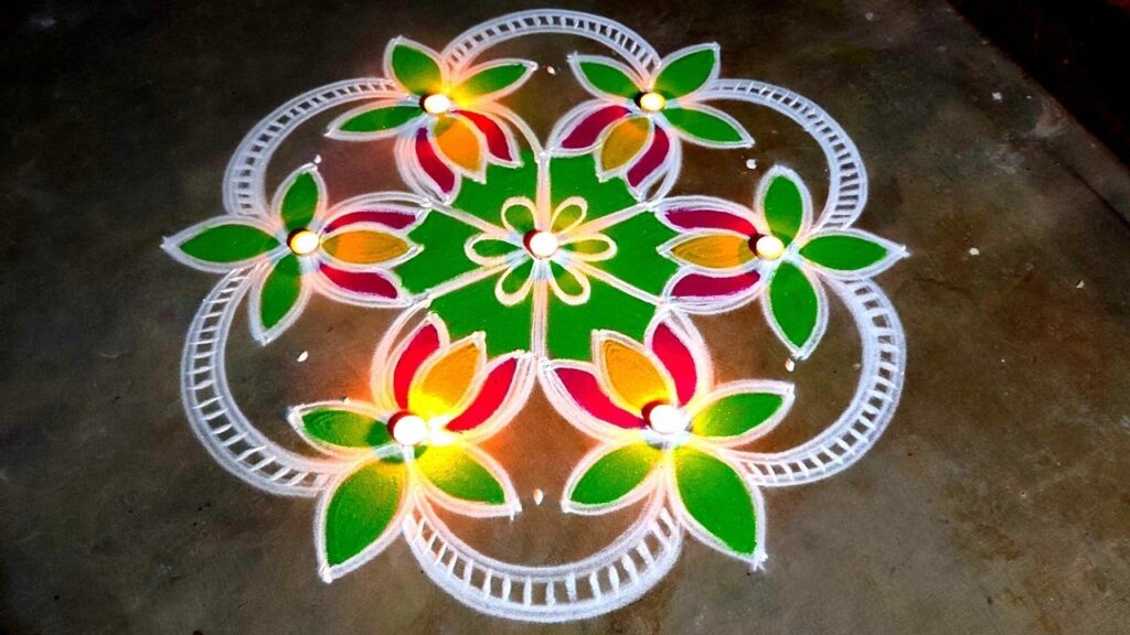 flower rangoli design for diwal