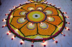 flower rangoli design for Diwali